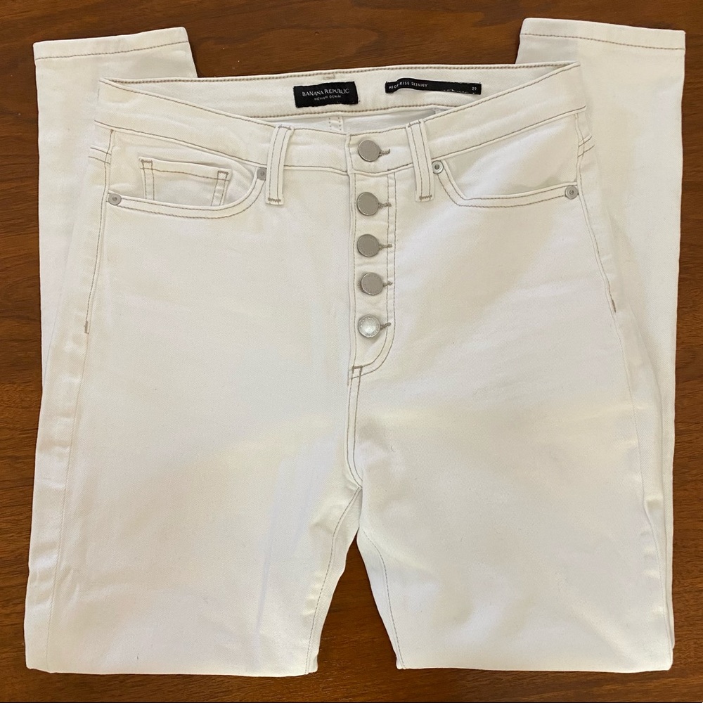 White High Rise Skinny Stretch Jeans